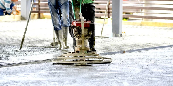 Finition Béton Hélicoptère Verser Ciment Sur Chantier — Photo