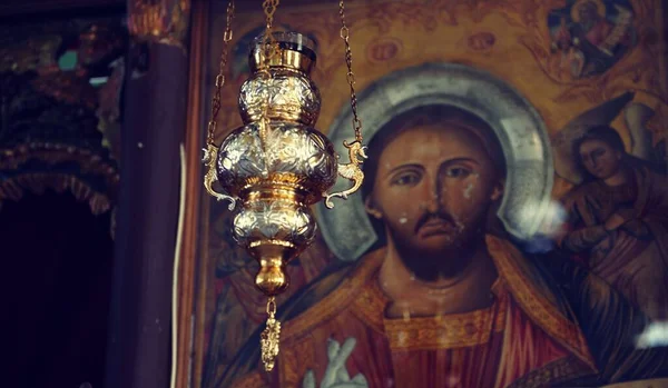 Frescos Jesús Una Iglesia Ortodoxa Macedonia —  Fotos de Stock