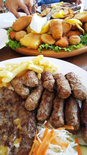 Kebab Kabap Cevap Geserveerd Traditionele Macedonische Gerechten — Stockfoto