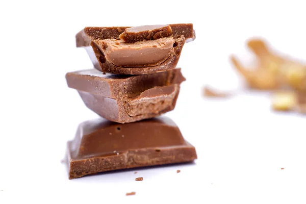Barra Chocolate Com Recheio Dof Raso Branco — Fotografia de Stock