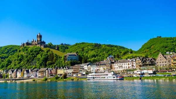 Uitzicht Wijn Stad Cochem Aan Moezel Duitsland — Stockfoto