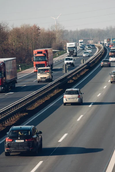 Mönchengladbach Almanya Şubat 2018 Trafik Bir Alman Karayolu Üzerinde Otoyolda — Stok fotoğraf