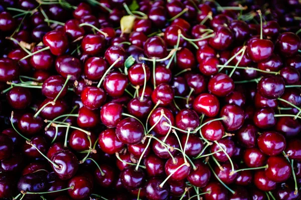 Cerezas Rojas Fondo Cerezas Maduras — Foto de Stock