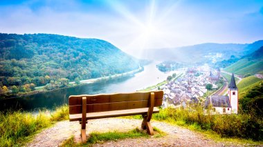 Landscape with the river Moselle in Germany. panorama of Moselle valley and Mosel clipart