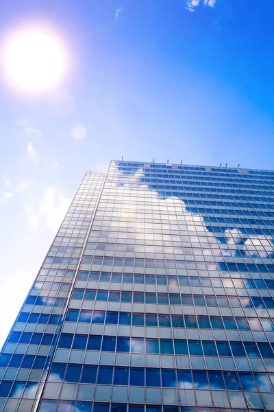 Abstracte Gebouw Blauwe Glazen Wand Van Wolkenkrabber — Stockfoto