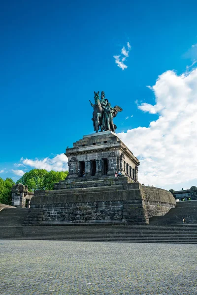 Pomnik Cesarza Wilhelma Cesarza Wilhelma Deutsches Ecke Niemiecki Róg Koblenz — Zdjęcie stockowe