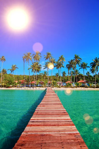 Tropical Resort Boardwalk Beach — Stock Photo, Image