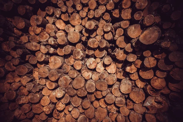 Rij Van Vuur Hout Voorraad Voor Winter — Stockfoto