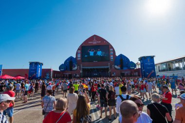 Soçi, Rusya - 14 Haziran 2018: FIFA Dünya Kupası. Futbol taraftarları kare