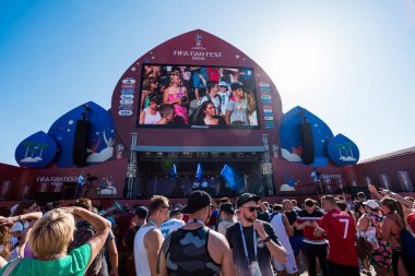 Soçi, Rusya - 14 Haziran 2018: FIFA Dünya Kupası. Futbol taraftarları kare