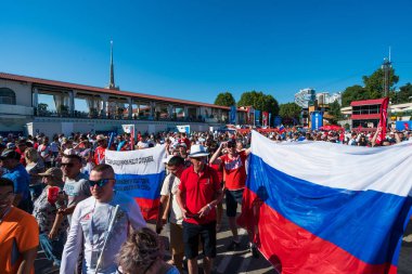 Soçi, Rusya - 14 Haziran 2018: FIFA Dünya Kupası. Futbol taraftarları kare