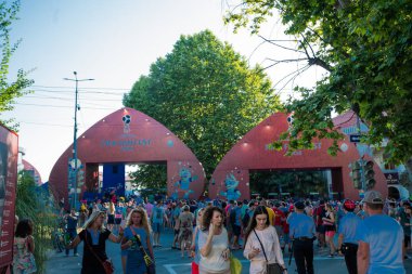 Soçi, Rusya - 14 Haziran 2018: FIFA Dünya Kupası. Futbol taraftarları kare