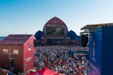 Soçi, Rusya - 14 Haziran 2018: FIFA Dünya Kupası. Futbol taraftarları kare