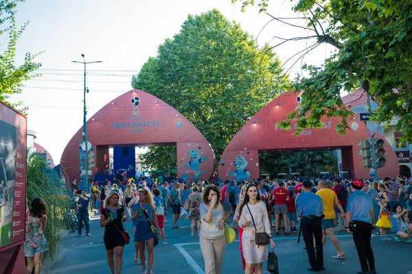 Sochi Rusia Junio 2018 Aficionados Fútbol Plaza Sochi Durante Copa — Foto de Stock