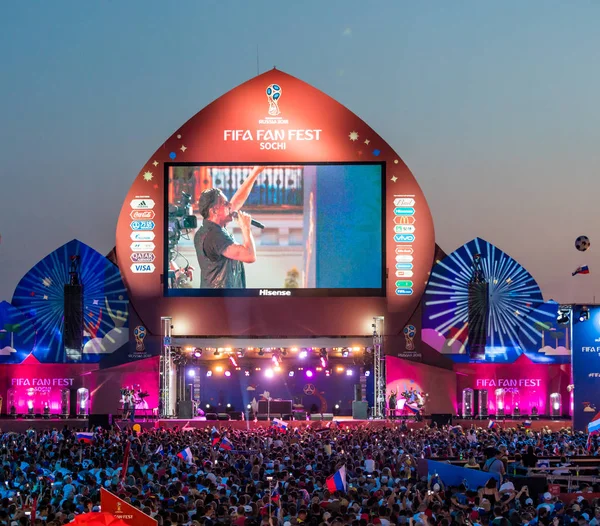 Sochi Rusia Julio 2018 Aficionados Fútbol Plaza Sochi Durante Copa — Foto de Stock