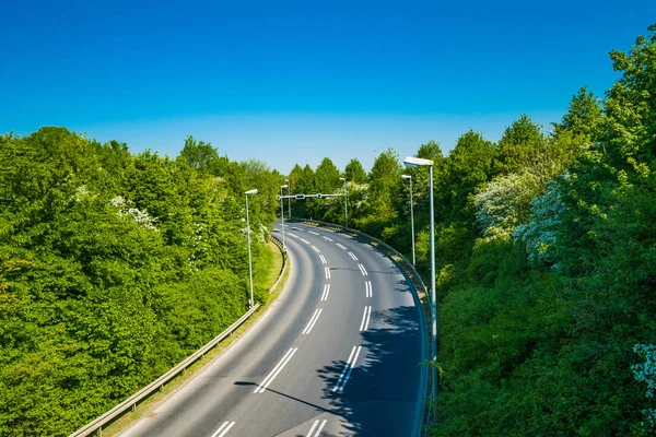 Köy Yolunda Ağaçların Asfalt Yol — Stok fotoğraf