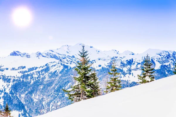 Paisaje Invernal Alpes Alpinos Paisaje Montaña —  Fotos de Stock