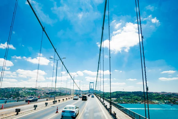 Istanbul Turquie Juillet 2017 Circulation Sur Pont Bosphore Pont Sur — Photo