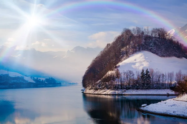 Fantastyczne Zimowy Krajobraz Panoramiczny Widok Piękny Zimowy Krajobraz Zima Tle — Zdjęcie stockowe