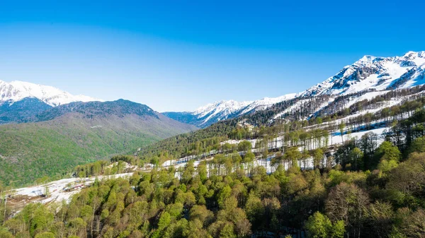 Beautiful Landscape Snow Covered Caucasus Mountain Peaks — Stock Photo, Image