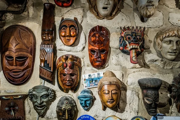 Många Olika Tribal Masker — Stockfoto