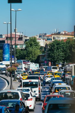 Istanbul, Türkiye, 11 Temmuz 2017: Trafik sıkışıklığı tarihi merkezi Istanbul'da