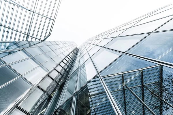 Stål Blått Glas Hög Upphov Bygga Skyskrapor — Stockfoto