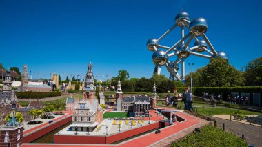 BRUSSELS, BELGIUM - 05 MAY 2018: Mini Europe is a miniature models of Europe 's famous landmarks clipart