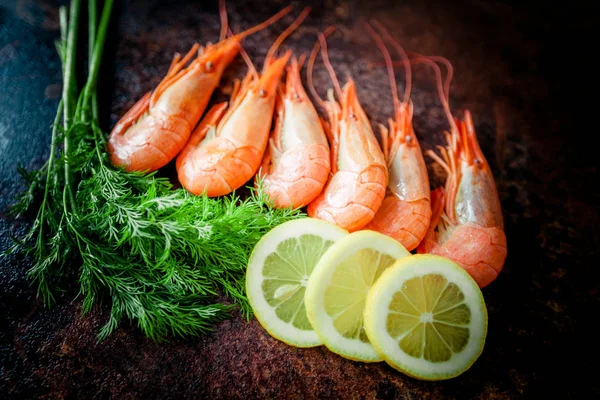 Camarones Con Verduras Limón — Foto de Stock