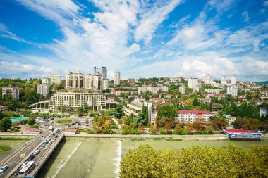 Soçi, Rusya - 01 Eylül 2018: Cityscape Sochi. Rusya. yukarıdan görüntülemek