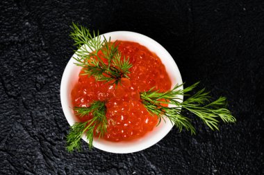 Kırmızı havyar kapatın. somon havyar. Gurme yiyecekler