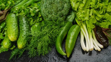 Taze yeşil farklı sebzeler. sebze arka planı