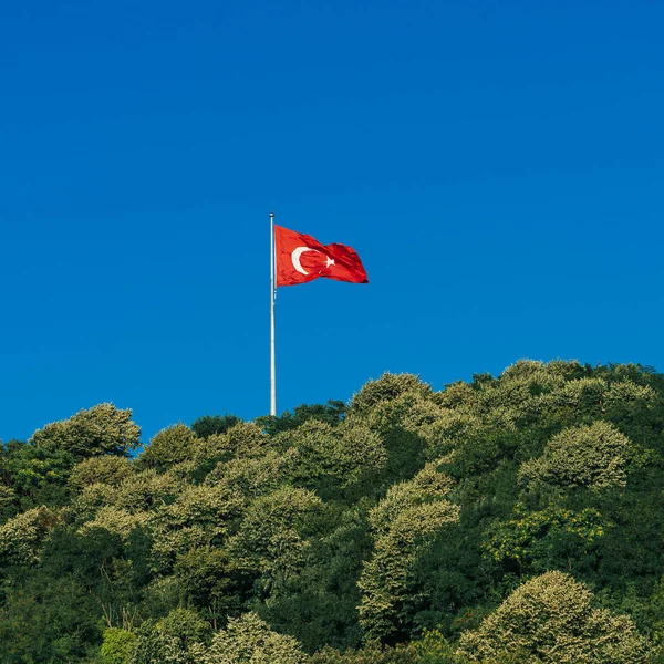 Bandera Turquía Ondeando Sobre Bosque — Foto de Stock