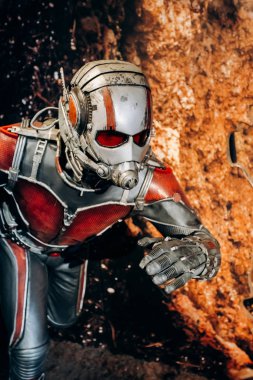 Amsterdam, Hollanda - 5 Eylül 2017: Karınca adam Scott Lang, Madame Tussauds balmumu müzesine Amsterdam'da bölümünü Marvel. Bir popüler turistik konumlar