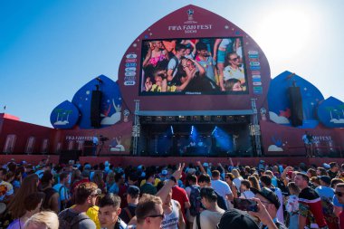 Soçi, Rusya - 14 Haziran 2018: FIFA Dünya Kupası. Futbol taraftarları kare