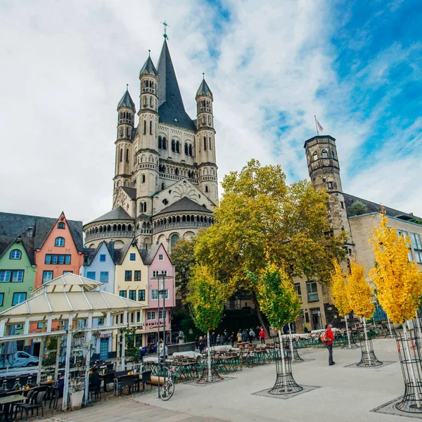 Cologne November 2018 Colorful Houses Front Martin Church November 2018 — Stock Photo, Image