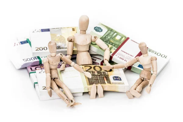 Drewniane Figurki Euro Pieniądze — Zdjęcie stockowe