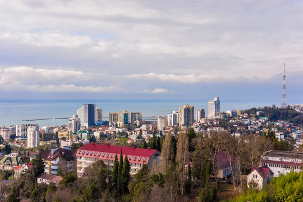 Sochi Rússia Janeiro 2016 Vista Superior Cidade Sochi Com Casas — Fotografia de Stock