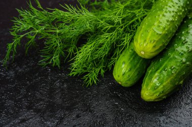 siyah arka plan üzerine salatalık