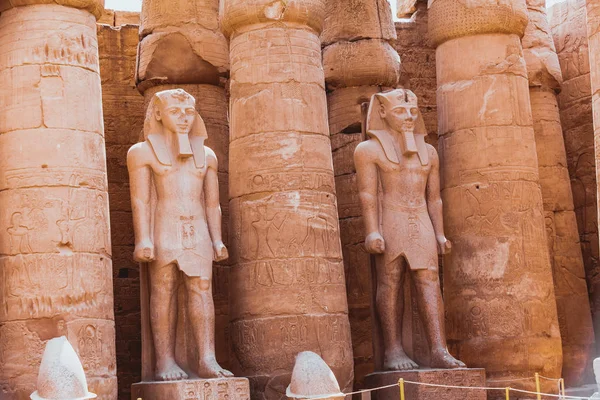 Αγάλματα και κολώνες μέσα στο ναό του Λούξορ, Αίγυπτος — Φωτογραφία Αρχείου
