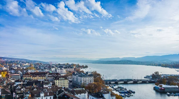 Aerial view of historic Zurich city center — ストック写真