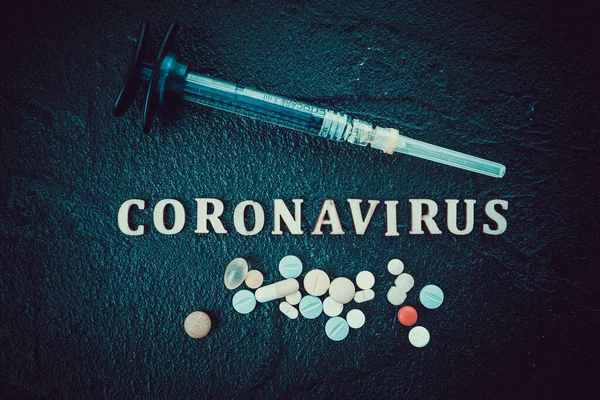 Вакцина Проти Коронавірусу Єкційним Шприцом — стокове фото