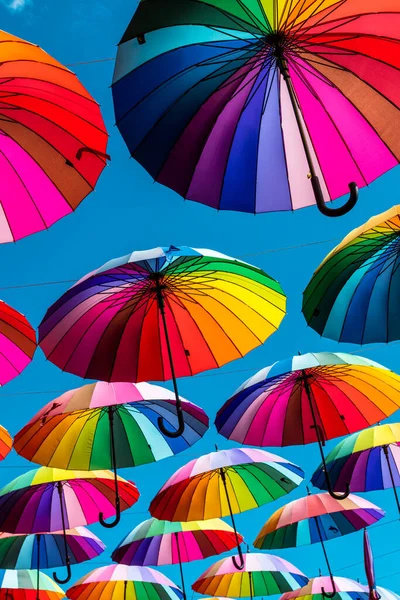 Parapluies Colorés Fond Parasols Arc Ciel — Photo