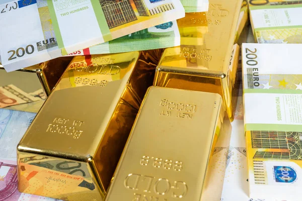 Деньги Золото Золотые Слитки Финансовая Концепция — стоковое фото