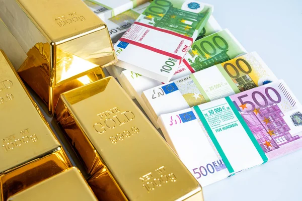 Geld Und Gold Goldbarren Finanzkonzept — Stockfoto