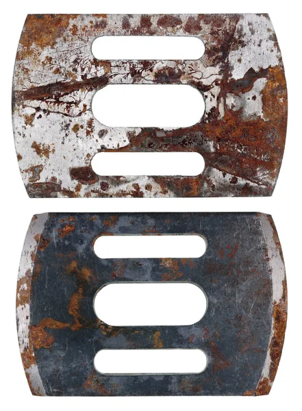 Rusty Blade Old Carpenter Plane Isolated White Studio Macro Set — Stock Photo, Image