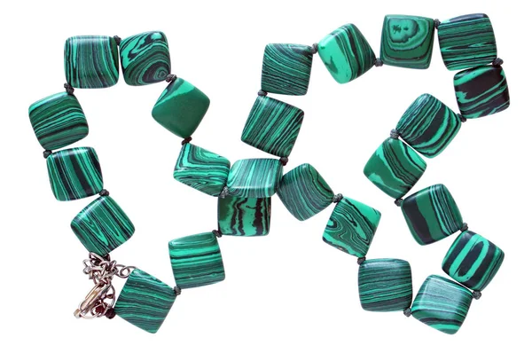 Házi Készítésű Női Gyöngyök Készült Vörös Tér Sima Zöld Malachit — Stock Fotó