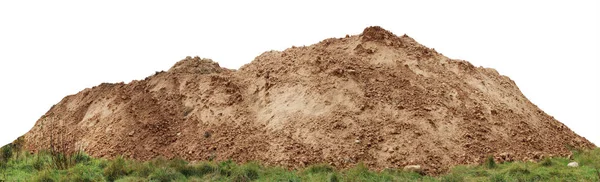 Een Grote Stapel Bouw Zand Bos Met Gras Begroeide Site — Stockfoto