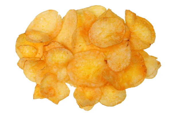 Een Stelletje Potato Chips Met Aroma Van Het Bacon Geïsoleerd — Stockfoto