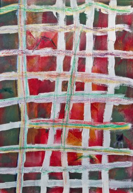 Basit soyut kesişen, arka plan beyaz çizgili kırmızı ve yeşil bir yağlı boya fırça adı yok